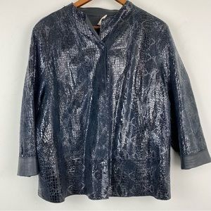 Chico’s size 3/XL Women’s Black Leather Snakeskin Print Embossed Jacket